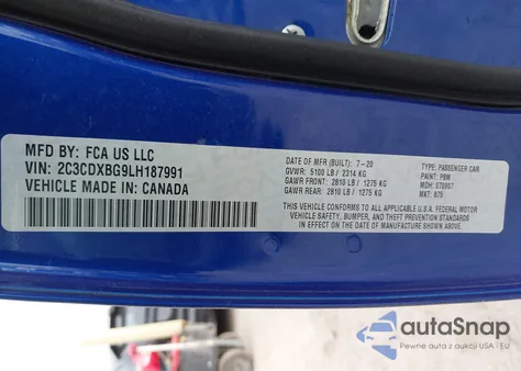 2020 Dodge Charger Sxt Rwd from USA, damaged, VIN 2C3CDXBG9LH187991